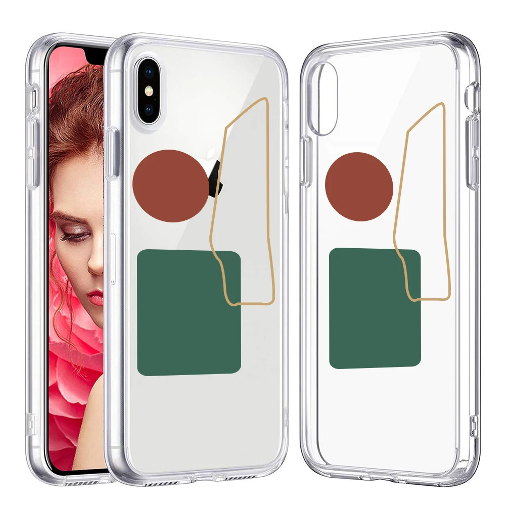 Clear Soft Silicone Phone Case for iPhone X XS MAX XR Shockproof Protective Cover Shell Simple Geometric Painting Pattern Funda |