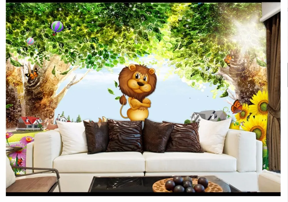 Фотообои на заказ 3d фрески обои для стен красивый пейзаж Лесной лес мультфильм