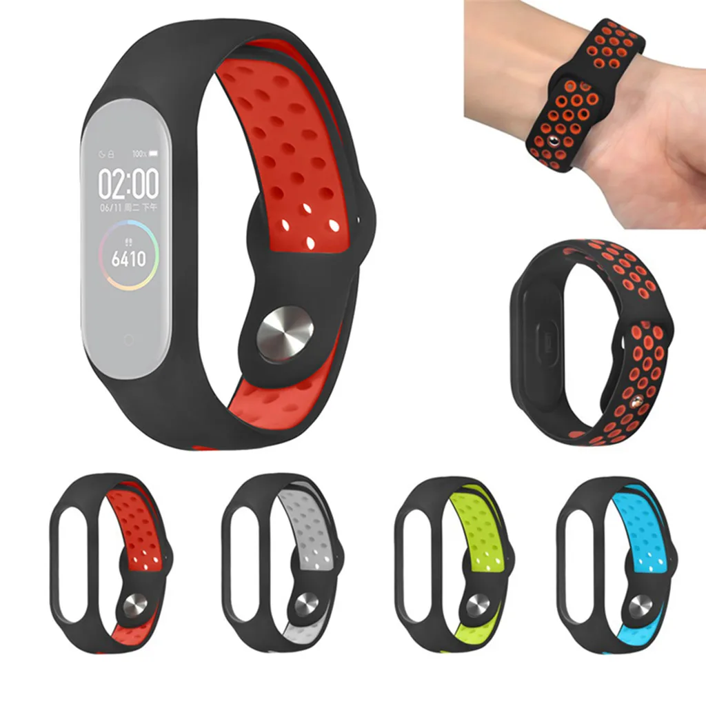 Браслет Correa Mi Band 4 ремешка спортивный мягкий силиконовый двухцветный браслет