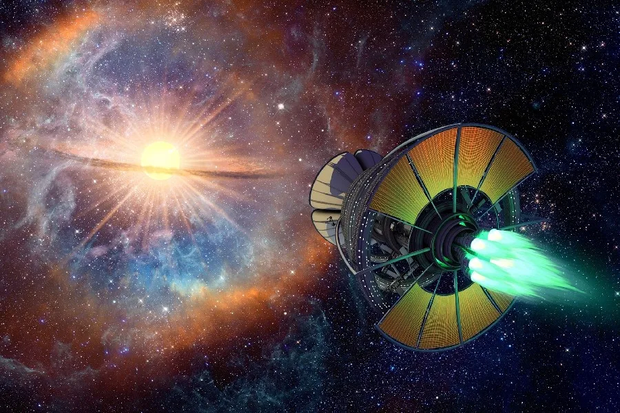 Корабль Космический Туманность Фэнтези Ткань Шелковый плакат печати украшение