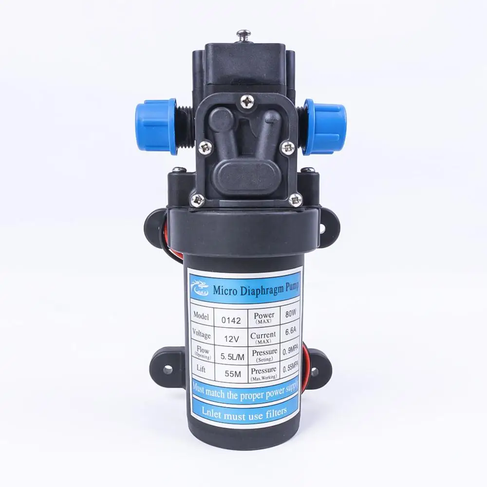 12V-80W DC 12V 80W 130PSI 5.5L/мин Электрический мембранный насос Самовсасывающий усилитель домашний сад контроль возврата автомойка - Напряжение: 12V-80W