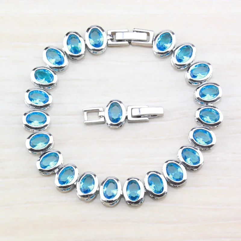 Свадебные ювелирные изделия серебряный цвет Небесно-Голубой фианит звено цепи