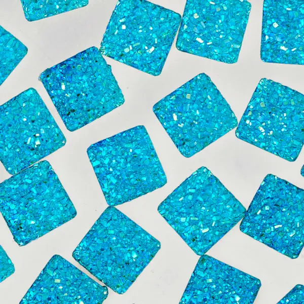 

100pcs 12mm square shiny resin cabochon,Embellishments Craft Supplies,glitter resin for jewelry making,Sapphire-10062450
