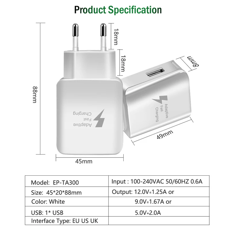 Универсальная USB ЗУ для мобильного телефона вилка Xiaomi Samsung Hauwei EU/US Быстрая зарядка