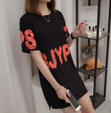 xl - 5xl female new plus size summer wear women black casual letter printed loose t-shirts o29 | Женская одежда