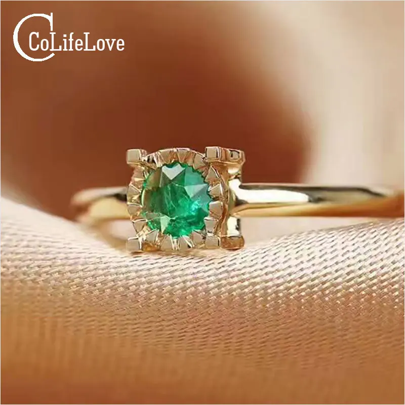 Женское кольцо с изумрудом 4 мм из серебра 0 3 пробы натуральным 925 карата|ring 4|ring