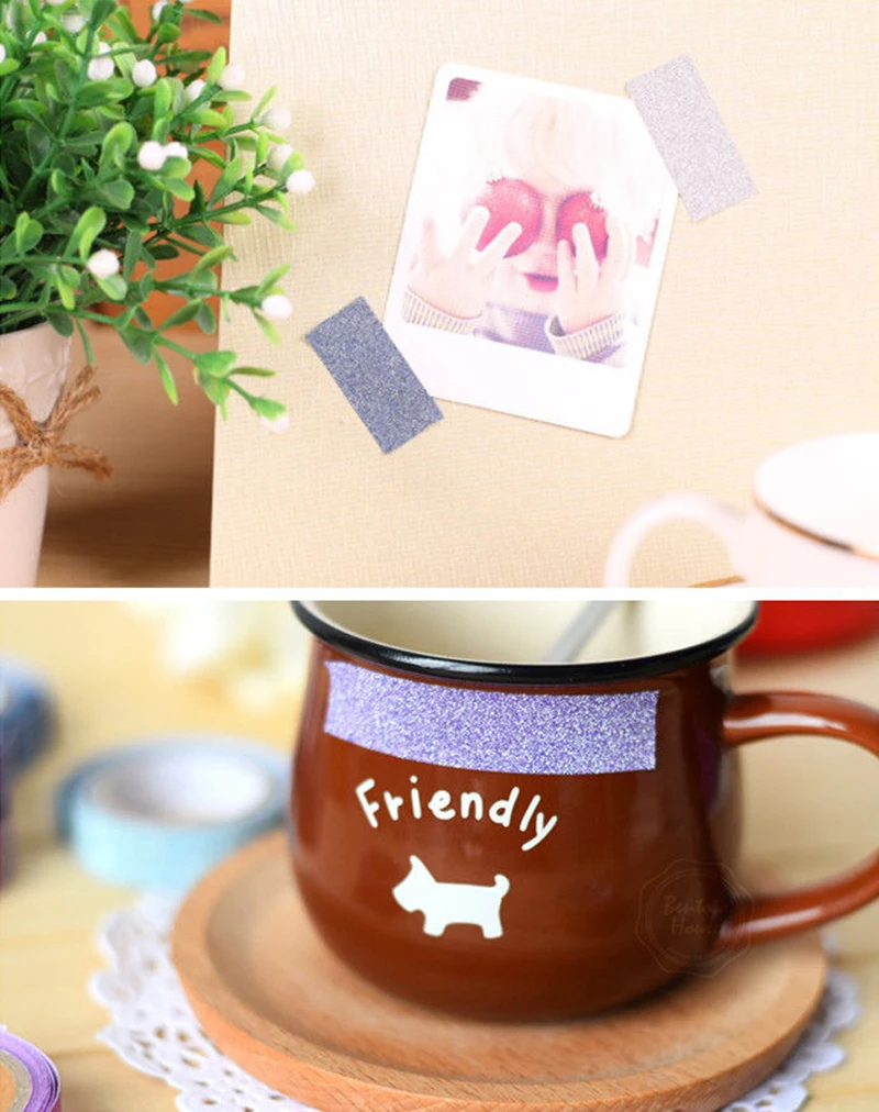 5 м DIY самоклеящаяся Блестящая Бумага васи бумажная лента наклейка свадебное