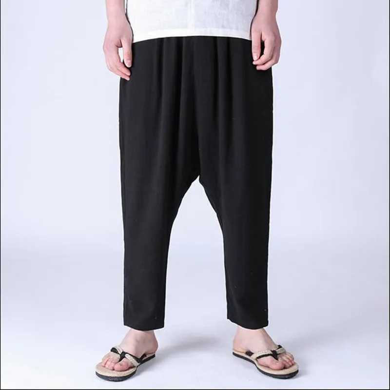 

2022 Men Casual Long Pants New Fashion Loose Harem Pencil Pant Solid Mid Waist Trousers Plus Size 6XL Vintage Full Length Pant