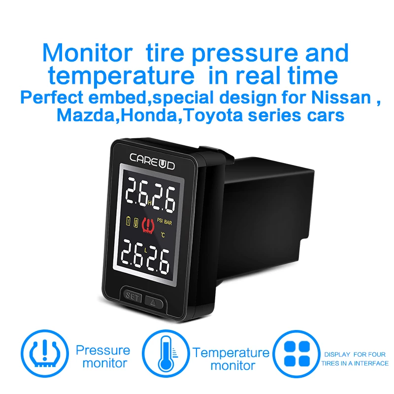 YASOKRO автомобильный TPMS монитор давления в шинах Система беспроводной TPMS Датчик монитор с 4 внешними внутренними датчиками