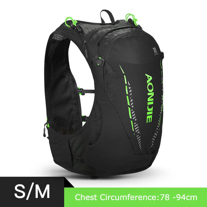 Black Green SM AONIJIE уличный гидрационный рюкзак 10L беговой жилет пакет нейлон легкий дышащий рюкзак Спортивная Сумка для мужчин и женщин - Цвет: Black Green SM