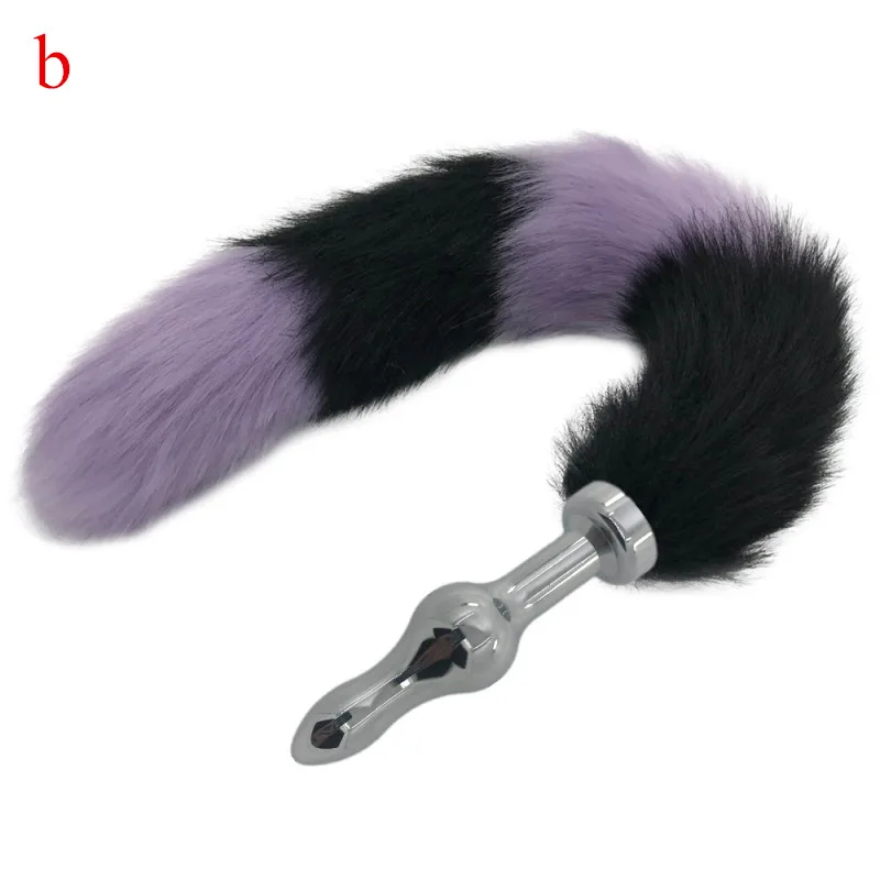 2 размера Анальная пробка мягкий лисий хвост из нержавеющей стали бусины