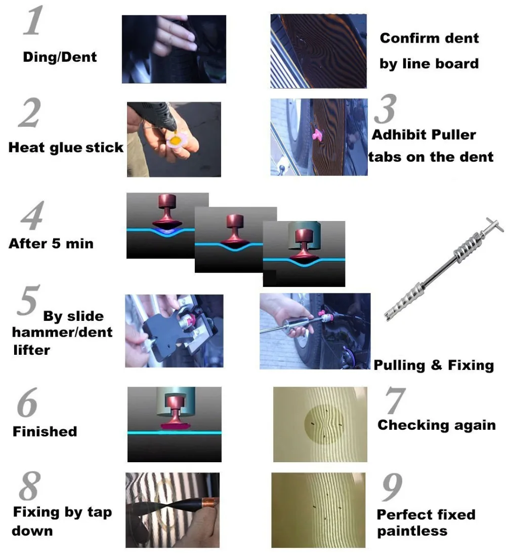 4 шт. вкладки автомобильной краски меньше вмятин Ремонт Инструменты клей кузова