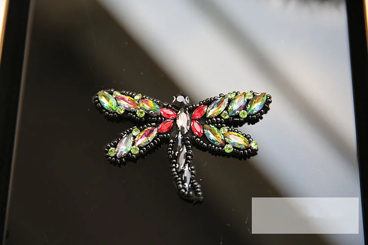 Nice Handmade rhinestone Patches peacock applique embroidery dragonfly sew on dress hat DIY beaded sequin cute parch | Дом и сад
