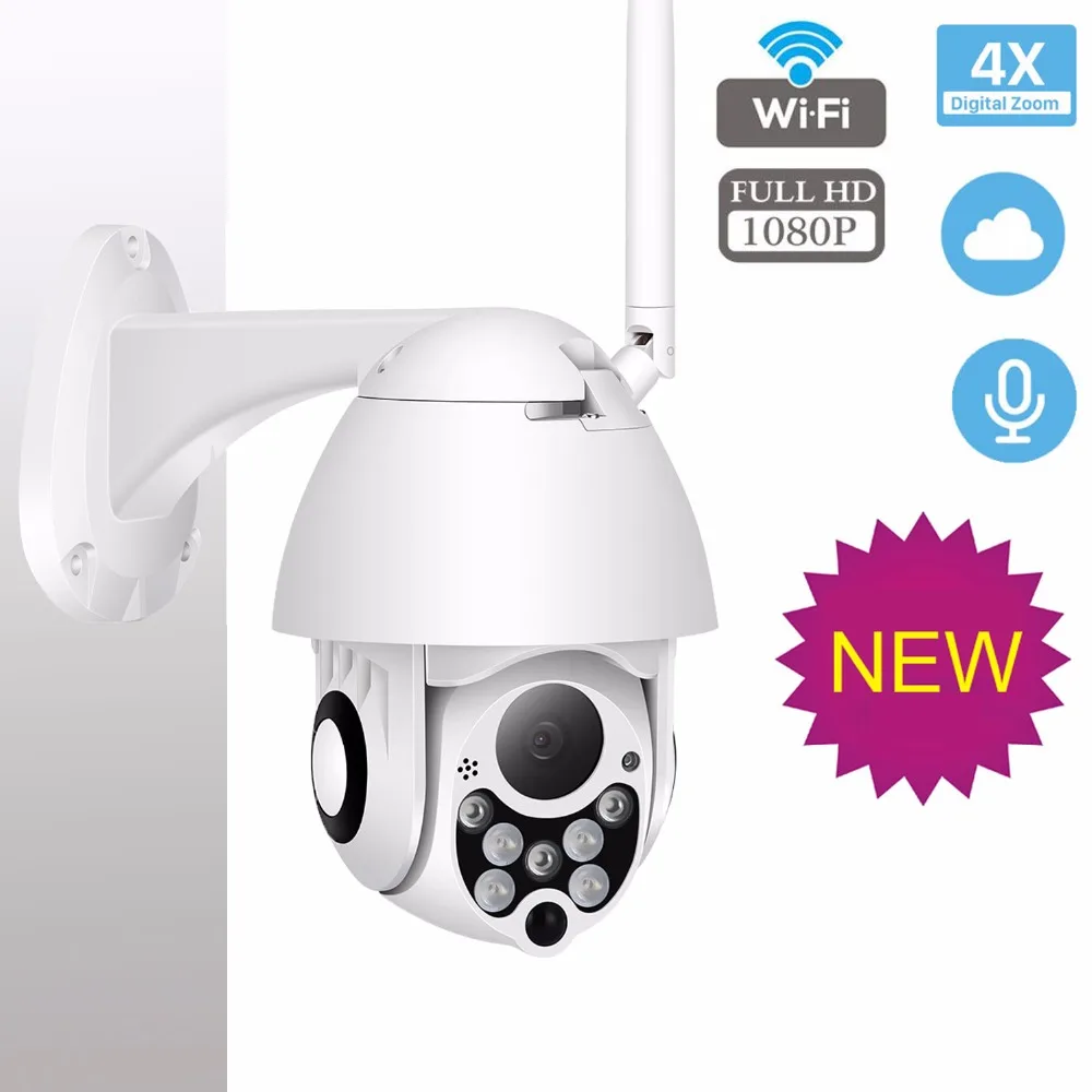 IP камера WiFi 2MP 1080P Беспроводная PTZ скоростная купольная CCTV IR Onvif наружная IP66