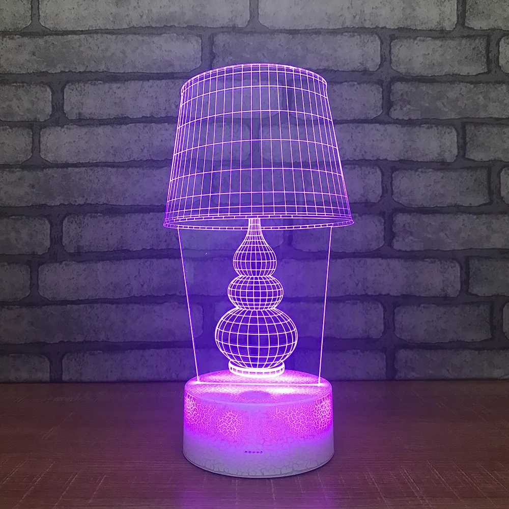 Настольная 3d лампа с белым основанием 7 цветов Светодиодные ночные светильники