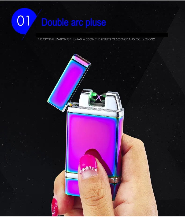 2019 Новинка 2 Cross Arc электронная USB Зажигалка пульсирующая с двойной дугой Ligthers
