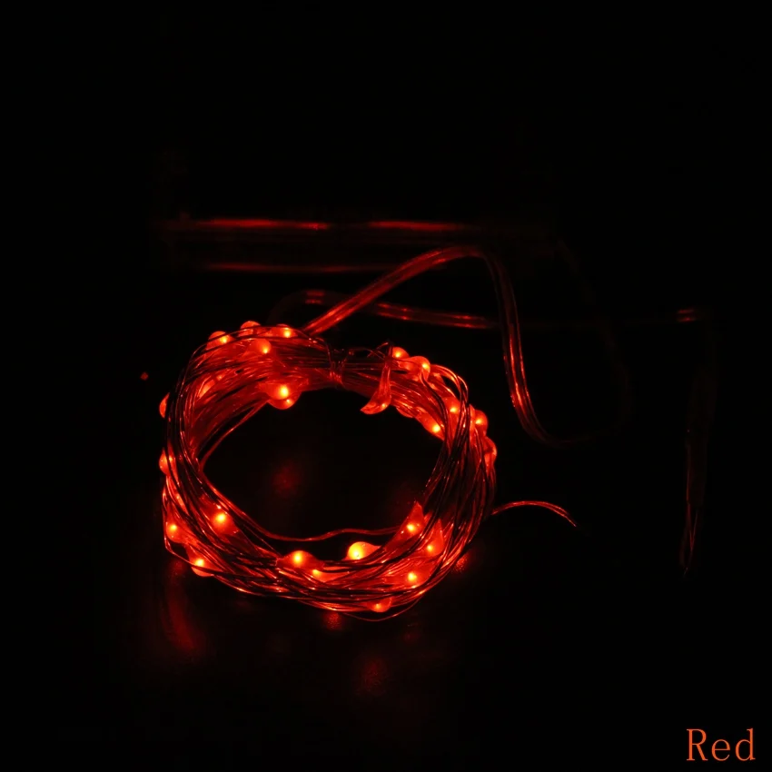 Red 5 м, 10 м, 20 м, 30 м, 50 м, серебристый медный светодиодный светильник s для внутреннего и наружного использования, водонепроницаемый, 12В, сказочный светильник для праздника, Рождества, сада - Испускаемый цвет: Red