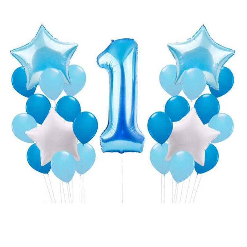 Воздушные шары на 1 й день рождения 25 шт./лот синие розовые фольгированные шарики