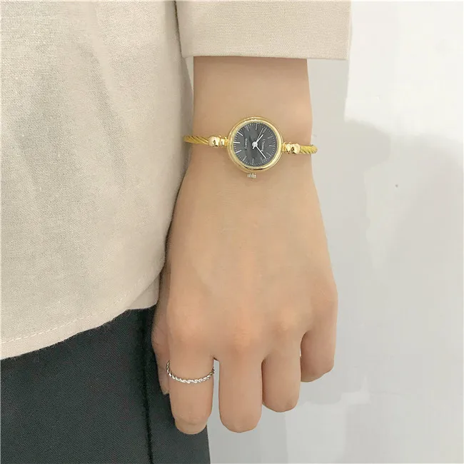 Gold black Роскошные женские часы-браслет из розового золота, модный подарок, женские часы-браслет, Ulzzang, брендовые Простые повседневные женские кварцевые часы - Цвет: Gold black