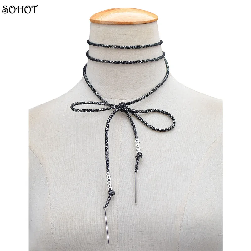 SOHOT Трендовое женское длинное колье из сплава с бусинами ошейник сделай сам