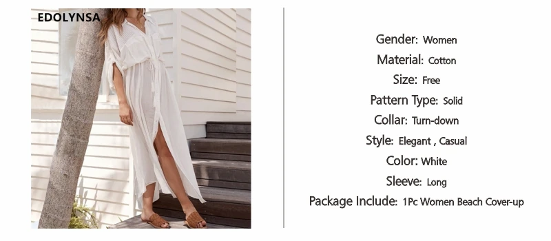 Summer Women Plus Size Beachwear Cover-ups White Cotton Tunic Beach Wrap Bath Dress Swim Suit Bikini Cover Up Woman#Q717
