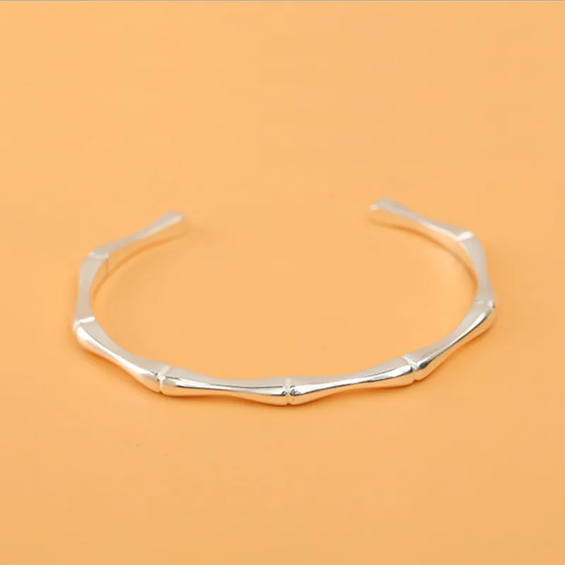 

New Romantic Bracelet & Bangles for Women 925 Silver Hot Bamboo Joint Opening Cuff Bracelet Fashion Women Bangles Jewelry