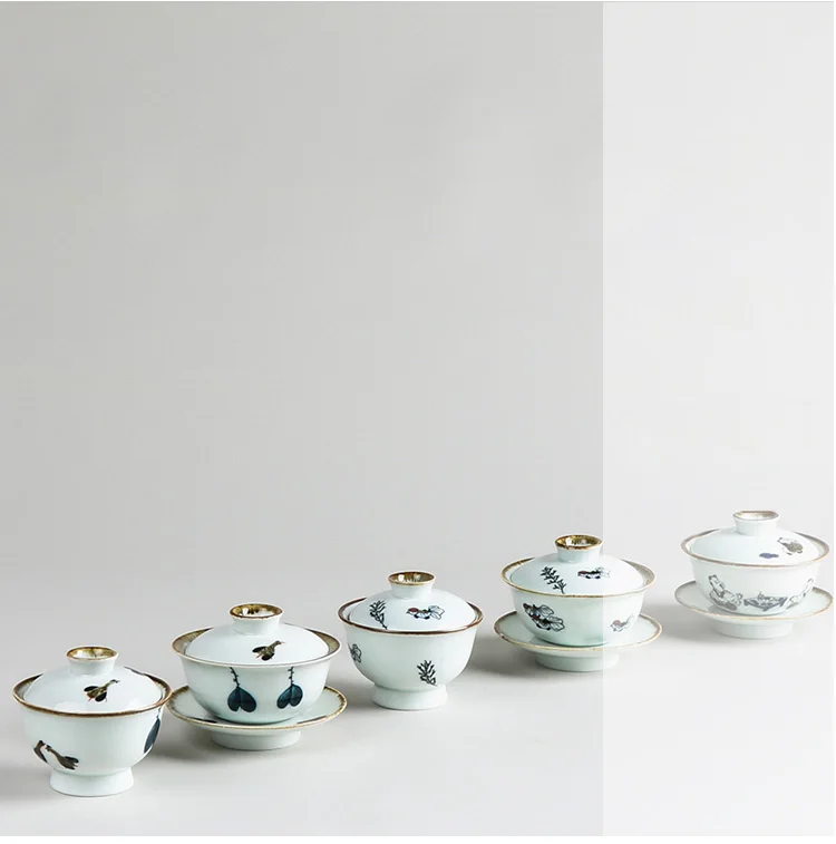 Китайская чайная супница набор Gaiwan керамическая чайная посуда наборы ручная роспись костяной фарфор синий и белый фарфор Чайный набор кунг-фу чаша