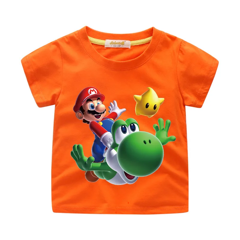 Футболка Super Mario Bros, детские топы для маленьких мальчиков и девочек, хлопковая Футболка с 3d принтом, одежда года, детские летние футболки с короткими рукавами