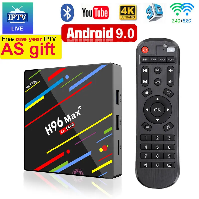 Rockchip RK3328 H96 Max Plus ТВ бокс android 9 0 Android 4 Гб ram 64 H.265 4K Youtube Netflix Google Play Smart tv