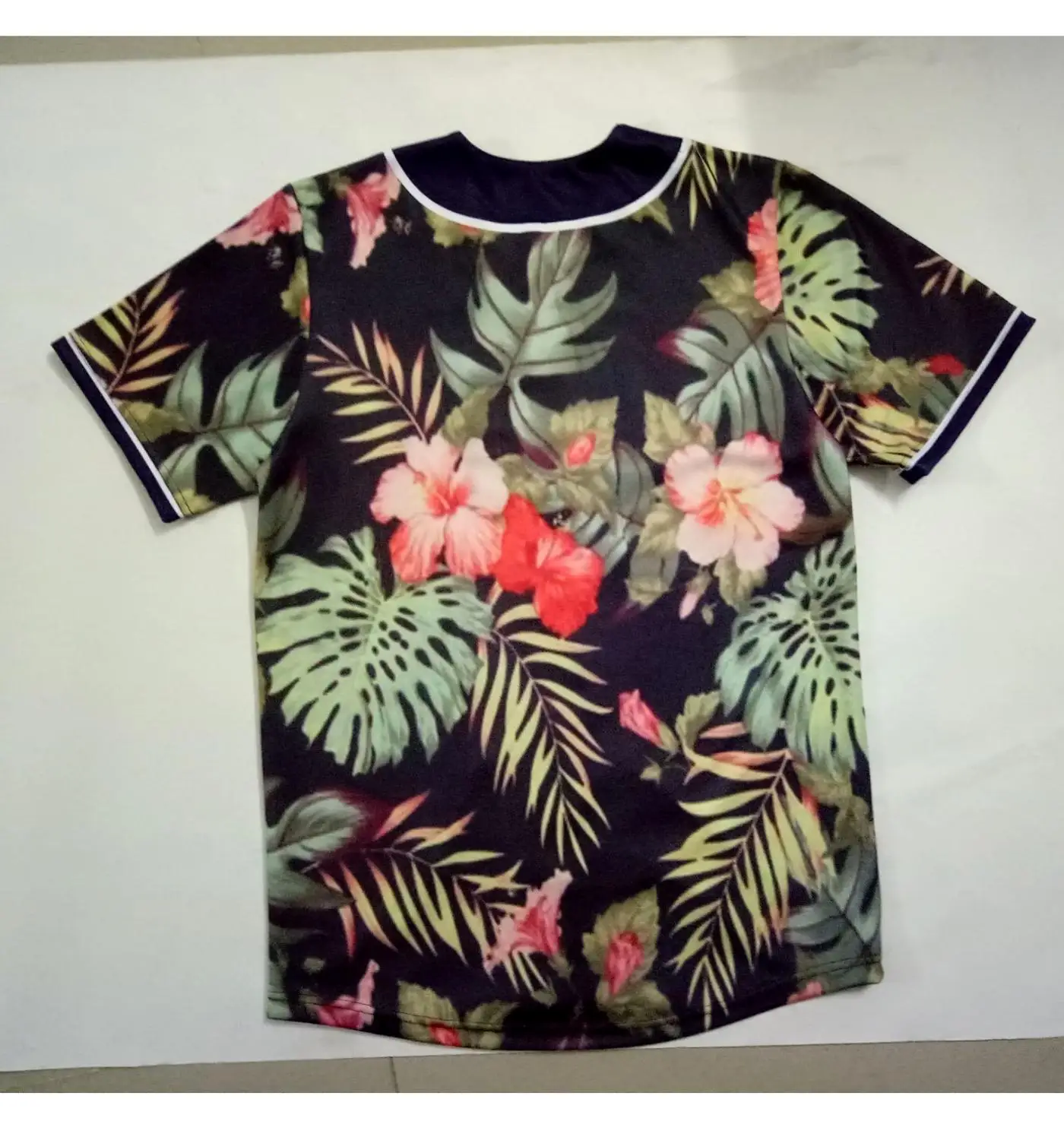 

Real US American Size Floral Paradise high quality 3D Sublimation Print Button up Jersey plus size 3xl 4xl 5xl 6xl