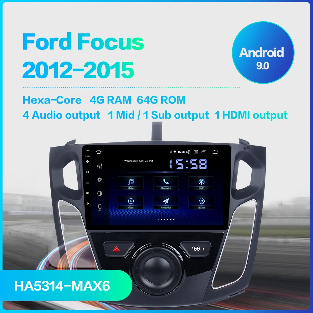 Автомобильная магнитола Dasaita сенсорный экран 9 дюймов IPS 1 din Android 0 для Ford Focus 2012 2013