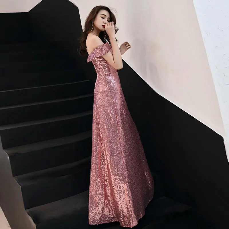 FADISTEE Новое поступление vestido de festa длинное вечернее платье для невесты, платье для выпускного вечера, платье трапециевидной формы с блестками и рукавами-лодочками