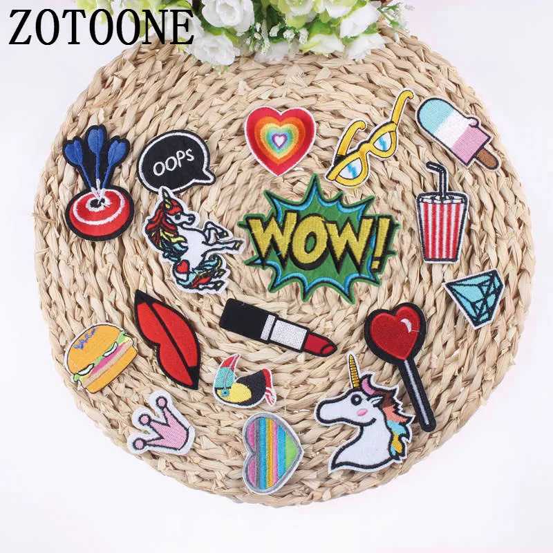 

17Pcs Mixed Cheap Embroidered Cartoon Patches For Clothes Stickers Iron On Applique Unicorn Patch Badge For Clothing Accessories