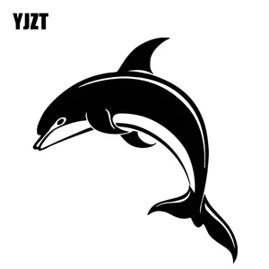 YJZT 14,5 см * 16,1 см Дельфин Мультфильм, Декор, двери автомобиля виниловые наклейки на машину, наклейка черныйсеребристый, с рисунком из мультфильма