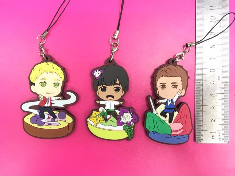 3 шт./лот на льду аниме брелок Виктор Никифоров Katsuki JJ Отабек Yuuri плисецкий