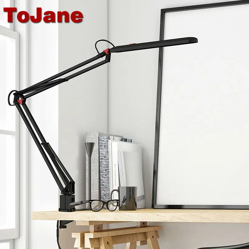 ToJane TG988 зажим настольной лампы, светодиодные настольные лампы, гибкая светодиодная настольная лампа для чтения светодиодный светильник 3-х уровневый Яркость& Цвет