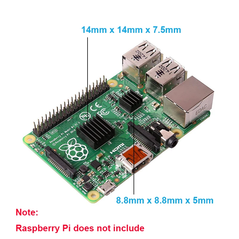 5 комплектов/10 шт. Raspberry Pi B+ Pi 2 Pi 3 анодированный черный алюминиевый радиатор процессор ram кулер, LAN охлаждение(2 радиаторов/комплект