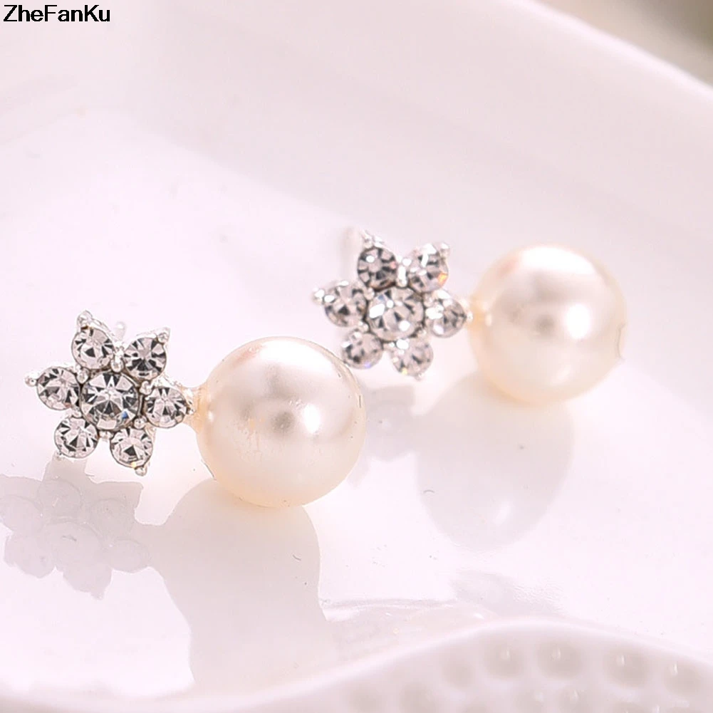 1 пара модные женские элегантные серьги-гвоздики со снежинками и жемчугом