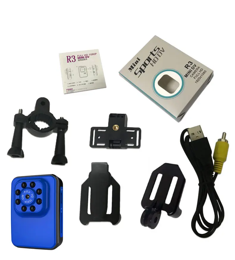 No Wifi Blue R3 WiFi мини камера HD 1080P микро камера инфракрасного ночного видения Мини спортивная DV камера циклическая запись для пеших прогулок и верховой езды - Цвет: No Wifi Blue