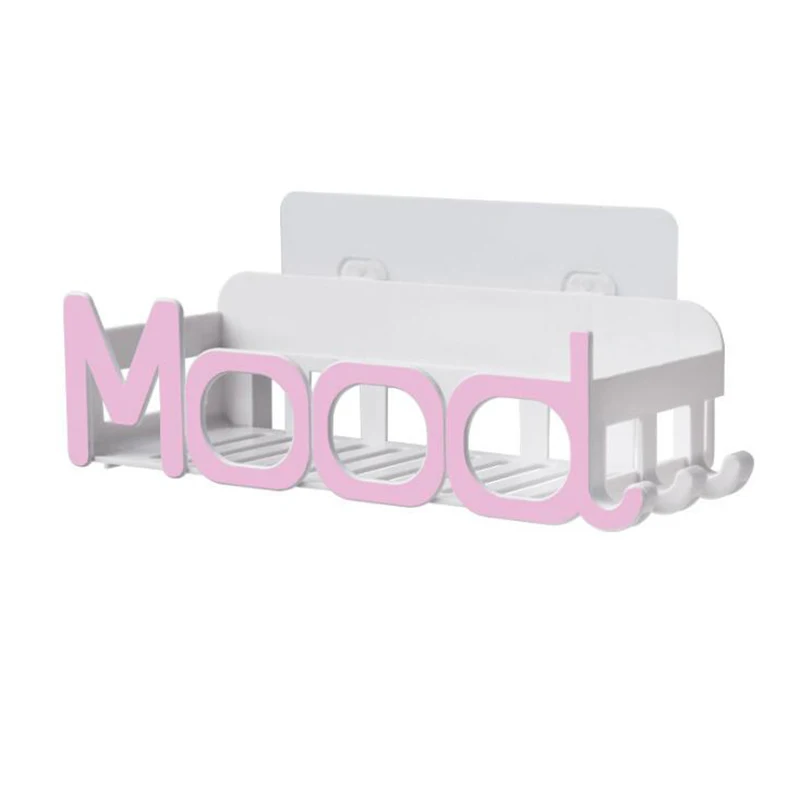 MOOD Pink BASUPPLY 1 шт., клейкая полка для ванной комнаты, угловая стойка для хранения, полка для душа, кухонная, для украшения дома, органайзер, аксессуары Kichen - Цвет: MOOD Pink