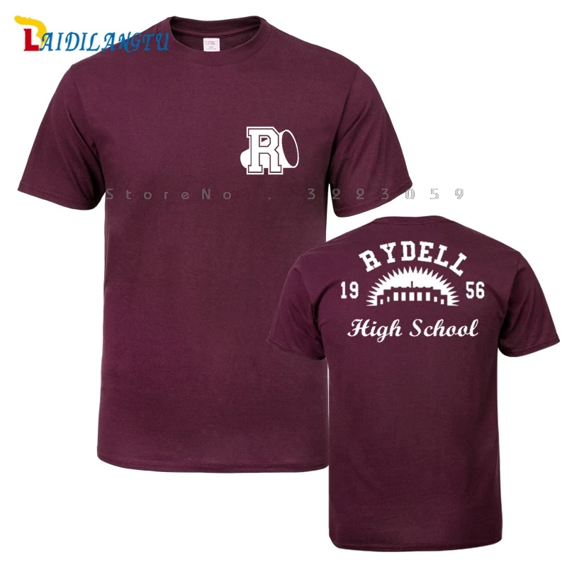 Rydell High shool T-Shirt 80s 50s 1956 Retro Men T-shirt Short sleeve O-Neck Fashion T shirt | Мужская одежда