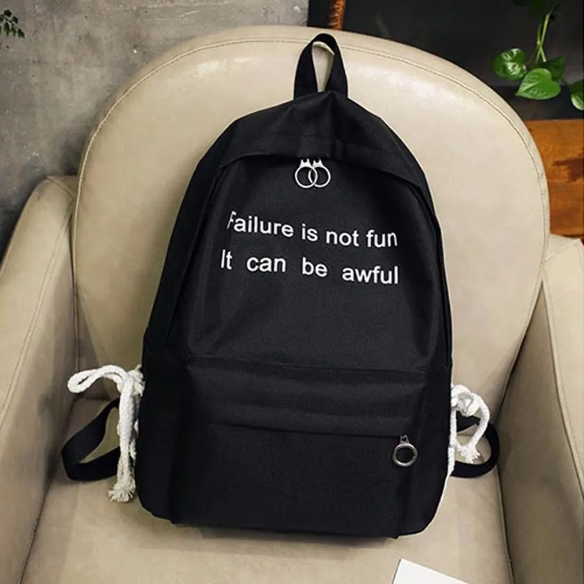 

Unisex Letter Print Solid Canvas Backpack School Bag For Teenage Girls School Backpack Laptop Backpack Travel Bag Mochila Mujer