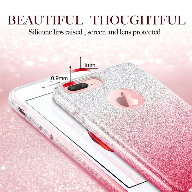 Case For iPhone 6 6S Silicon Bling Glitter Crystal Sequins Soft Cover Fundas 5SE 5S 7 8 Plus X Mobile phone case |