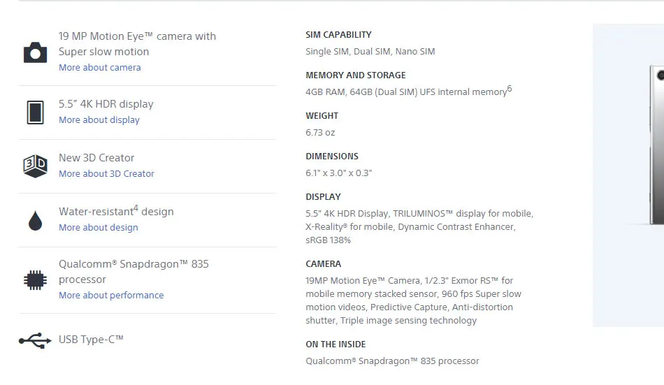 Мобильный телефон Sony Xperia XZ Premium G8142, Восьмиядерный 5," Snapdragon835, 3230 мА/ч, отпечаток пальца, две sim-карты, Android, NFC