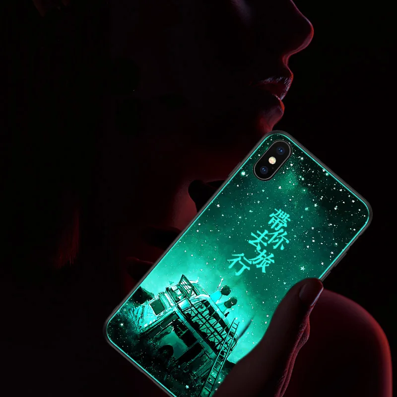 SemgCeKen светящееся закаленное стекло чехол для iPhone 5 5S SE 6 6s 7 8 plus x xs max xr роскошный