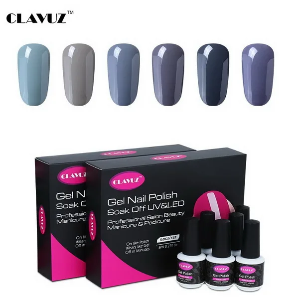 gray 002 CLAVUZ 6 шт./компл. Обнаженная Серый Розовый и красный цвет Цвет УФ гель для ногтей лак набор 8 мл полу постоянный Маникюр DIY набор гель эмаль Lucky Набор Для лаков - Цвет: gray 002