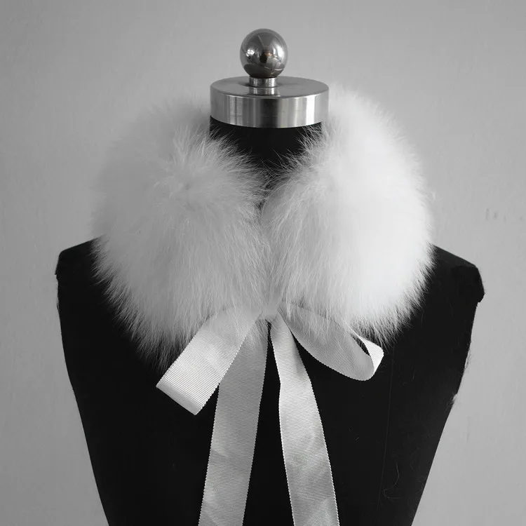 100% натуральный белый воротник из натурального Лисьего меха с ложным воротником