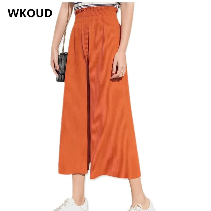 WKOUD/2019 женские широкие брюки с оборками шифоновые длиной до щиколотки летние