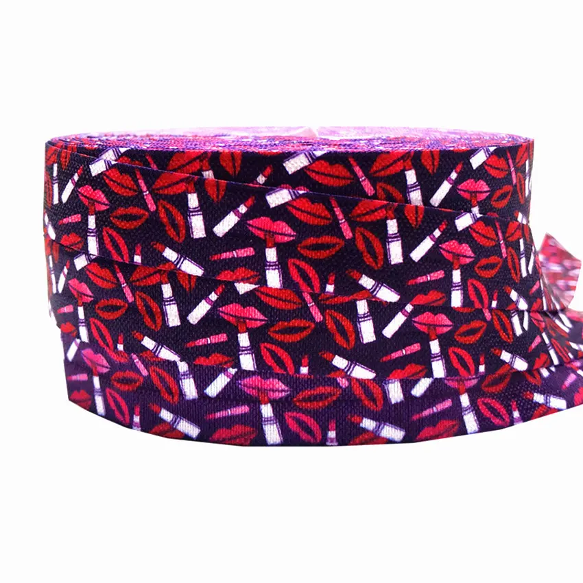 10yards 16mm Red Lips Valentine's Day FOE Fold Over Elastic Ribbon Headband Diy Wedding Party Gift decoration Sewing Accessory | Дом и сад