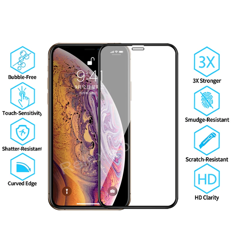 2 шт закаленное стекло для iphone X XS Max XR на 6 7 8 plus 7plus 10 Защитная пленка